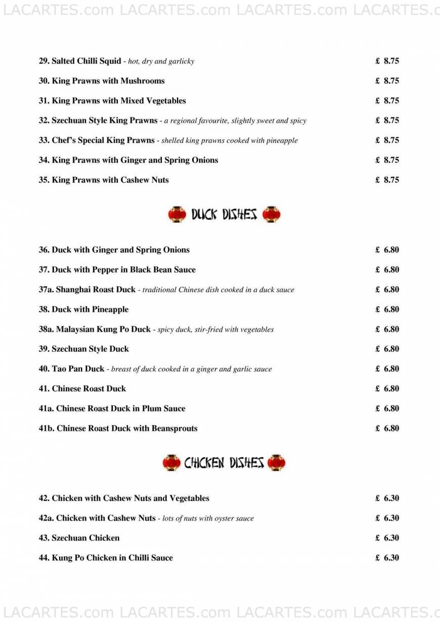  Pricelists of The Jasmine Chinese Restaurant - Kingsbridge 115 Fore Street - Photo 3 of 11