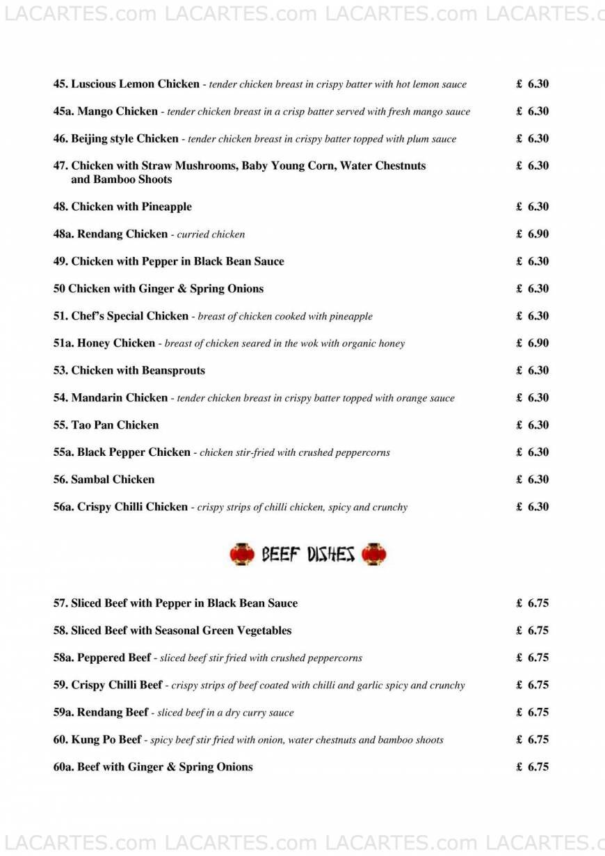  Pricelists of The Jasmine Chinese Restaurant - Kingsbridge 115 Fore Street - Photo 4 of 11