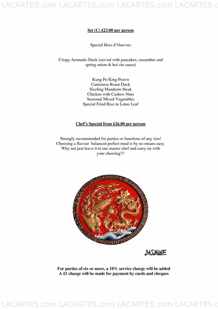  Pricelists of The Jasmine Chinese Restaurant - Kingsbridge 115 Fore Street - Photo 10 of 11