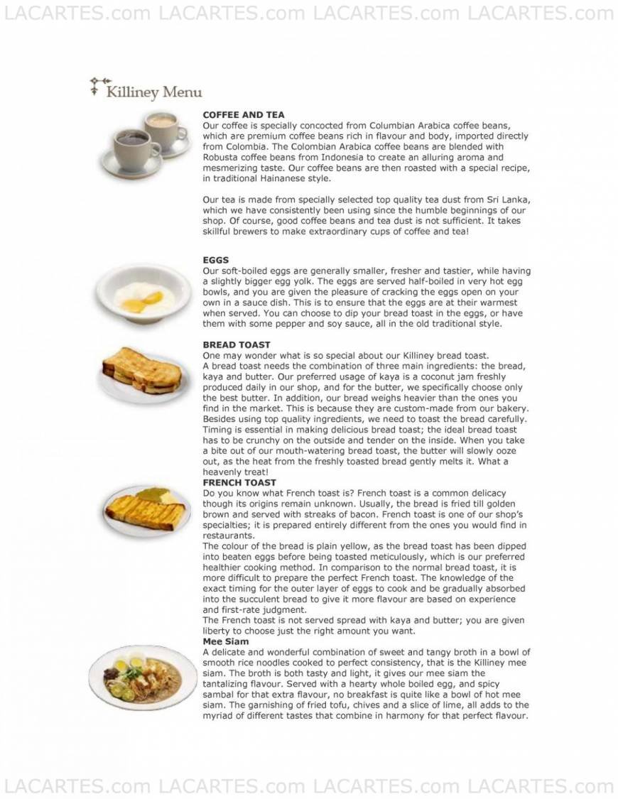  Pricelists of Killiney Kopitiam @ Amoy Street 21 Amoy Street - Photo 1 of 5
