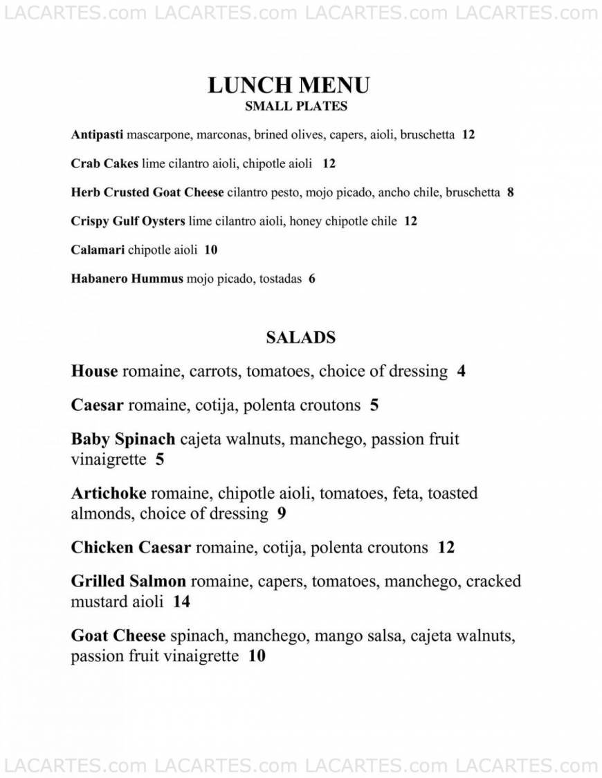  Pricelists of Cafe Josie 1200 W 6th St # B - Photo 1 of 8