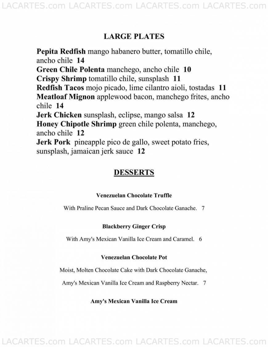  Pricelists of Cafe Josie 1200 W 6th St # B - Photo 2 of 8