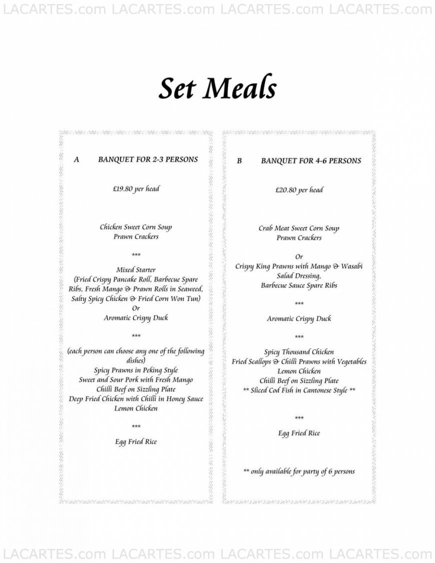  Pricelists of Jasmine Chinese Restaurant 32 Grindlay Street - Photo 1 of 12
