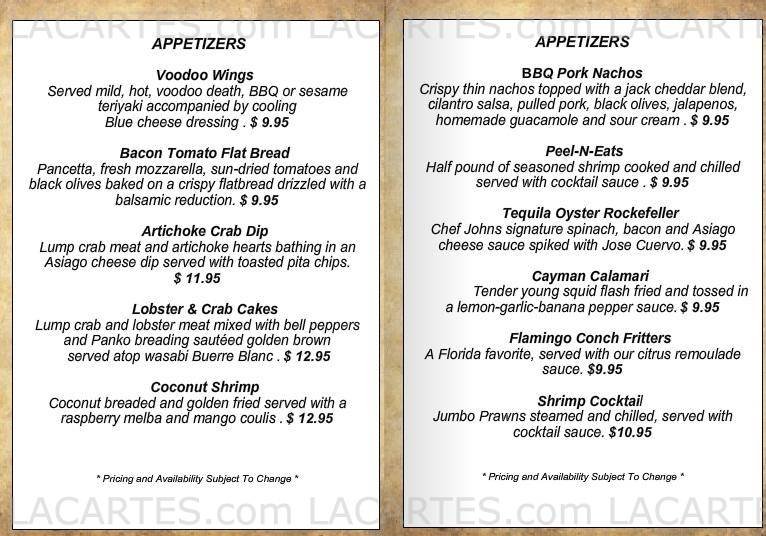  Pricelists of Coconut Jack's Waterfront Grille - FL 5370 Bonita Beach Rd. - Photo 1 of 6
