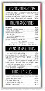 Pricelists of Rainbow Bar & Grill