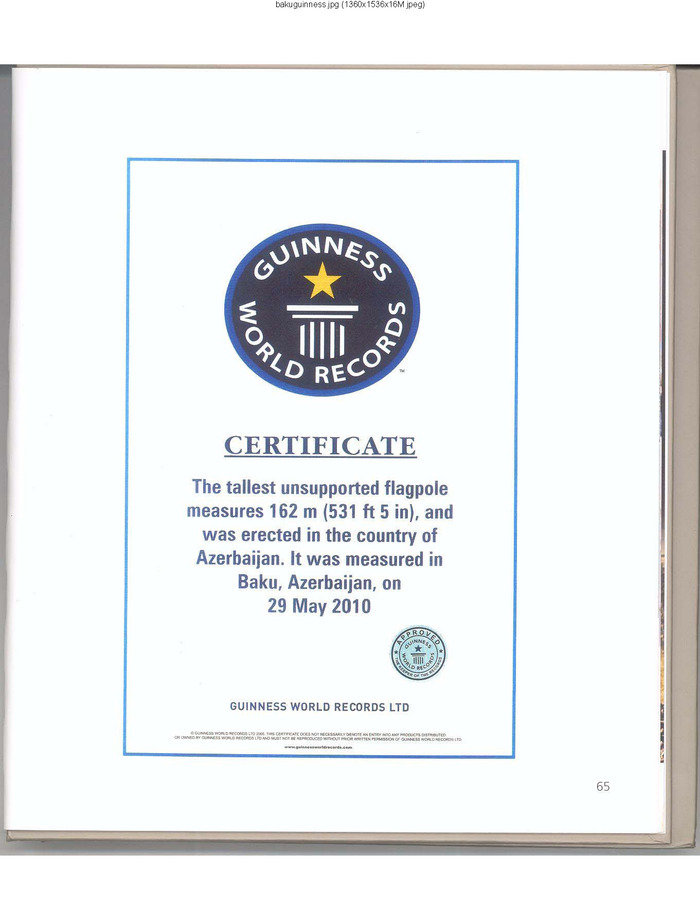 Baku Guinness Certificate Worldrecords - Baku - Azerbaijan 162 m of Veth Consulting Al Wahda street - Photo 3 of 5