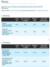 Menus & Prices, Wow Wash Mobile Car Detailing P/L, Rozelle