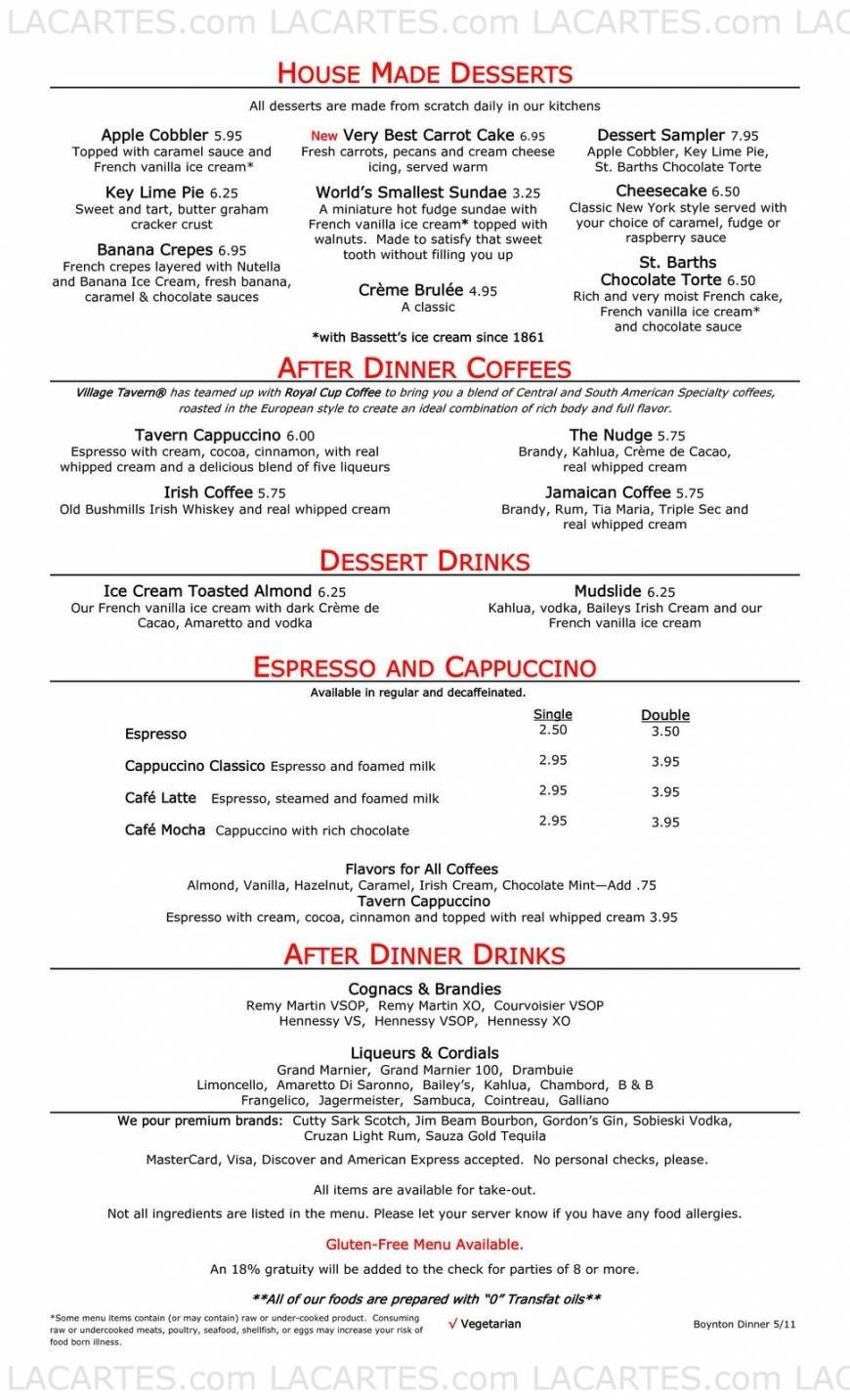  Pricelists of Village Tavern - Boynton Beach, FL 1880 North Congress Avenue, Suite 170 - Photo 9 of 14