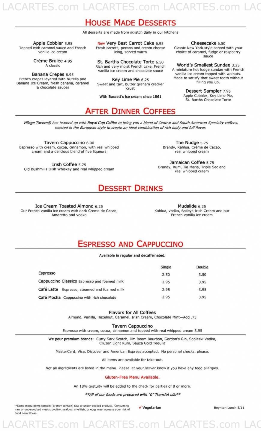  Pricelists of Village Tavern - Boynton Beach, FL 1880 North Congress Avenue, Suite 170 - Photo 14 of 14