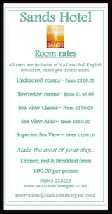 Menus & Prices, Sands Hotel Margate, Margate