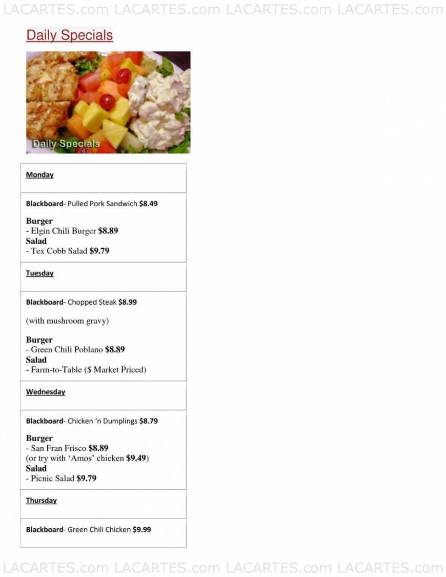  Pricelists of Hoover's Cooking & Catering North 13376 Research Blvd, #400 - Photo 13 of 15