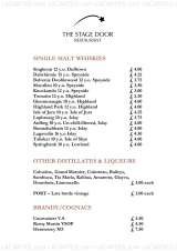 Menus & Prices, The Stage Door Restaurant, Aberdeen 