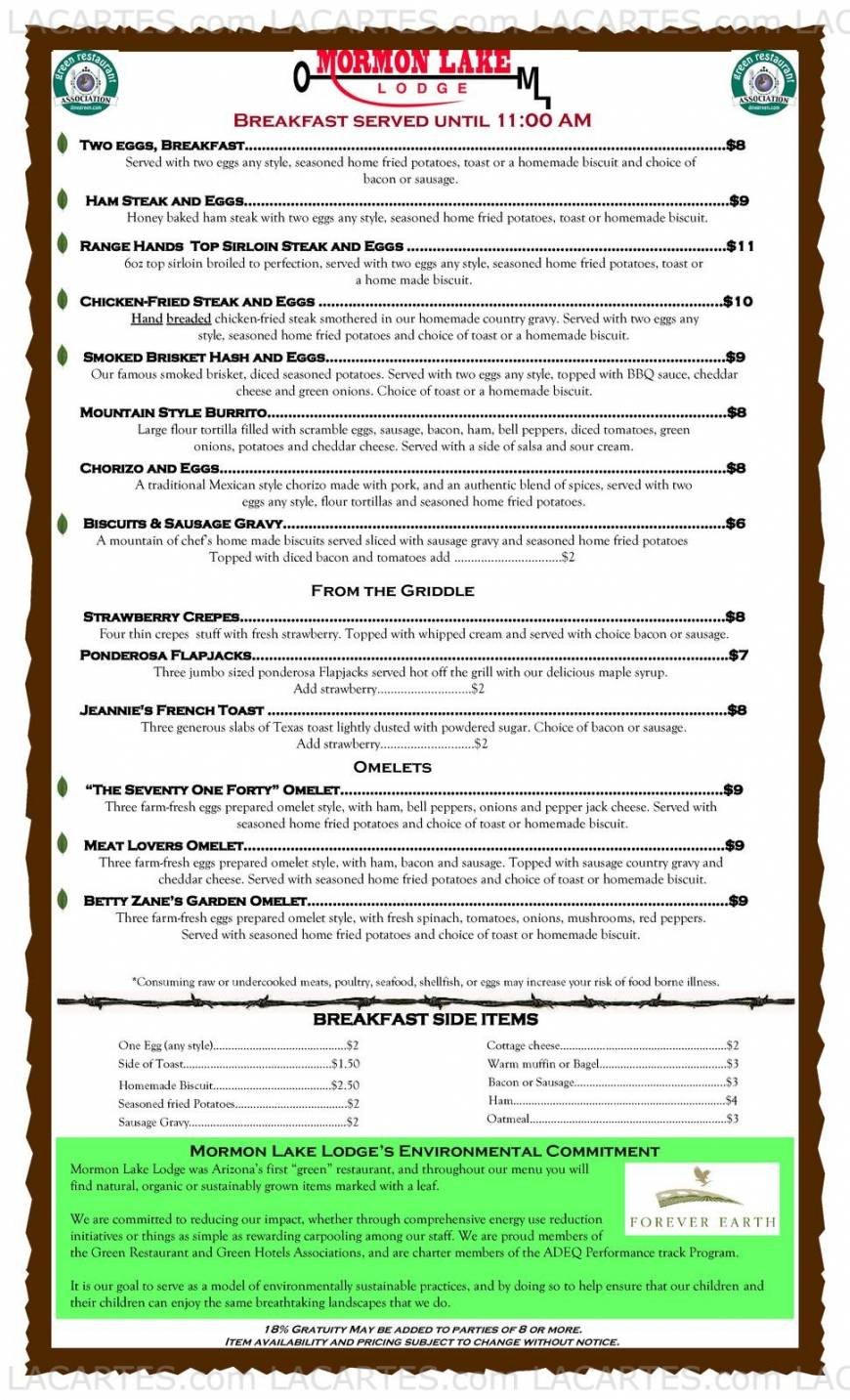  Pricelists of Mormon Lake Lodge Steakhouse Main Street - Mormon Lake - Photo 1 of 5