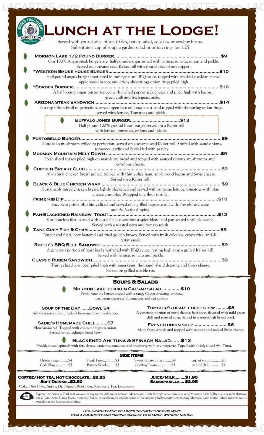  Pricelists of Mormon Lake Lodge Steakhouse Main Street - Mormon Lake - Photo 2 of 5