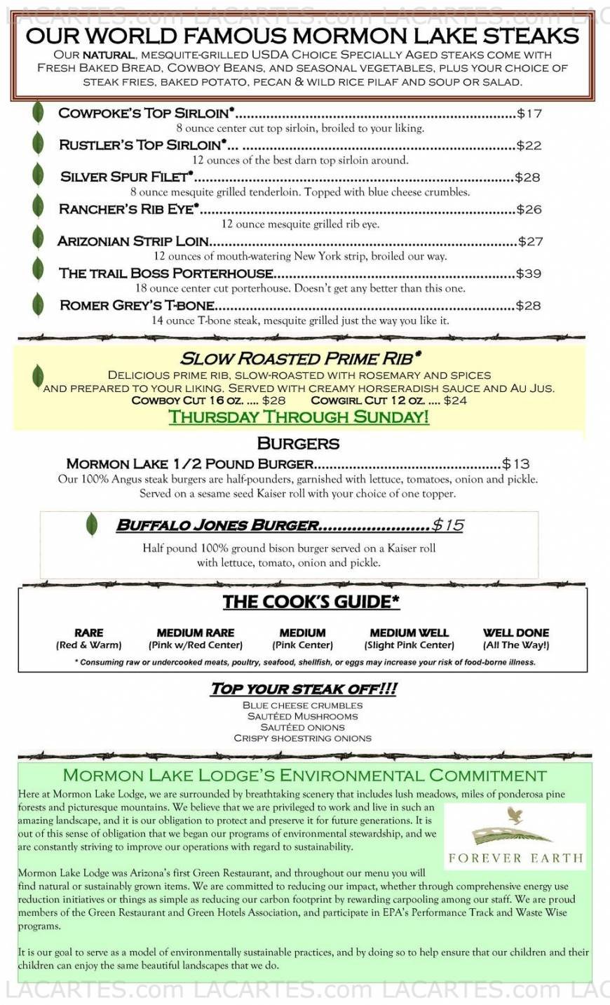  Pricelists of Mormon Lake Lodge Steakhouse Main Street - Mormon Lake - Photo 4 of 5