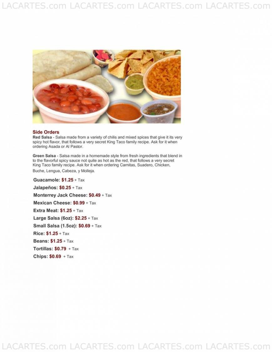  Pricelists of King Taco Restaurant-Cypress Ave 1118 Cypress Ave - Photo 5 of 6