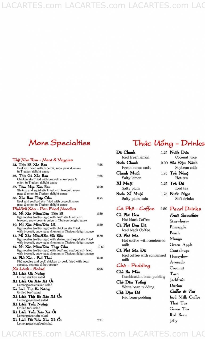  Pricelists of Pho Thaison Kyle Marketplace 5401S. FM 1626 #370 - Photo 1 of 11