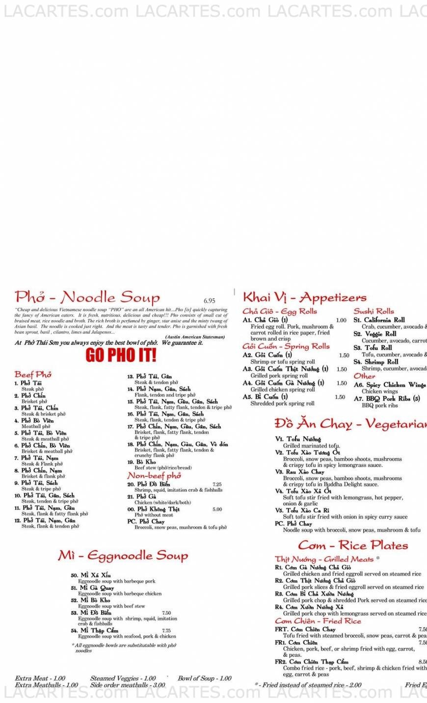  Pricelists of Pho Thaison Kyle Marketplace 5401S. FM 1626 #370 - Photo 2 of 11