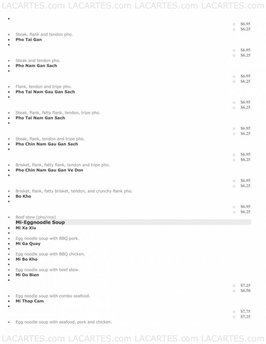  Pricelists of Pho Thaison Kyle Marketplace 5401S. FM 1626 #370 - Photo 4 of 11