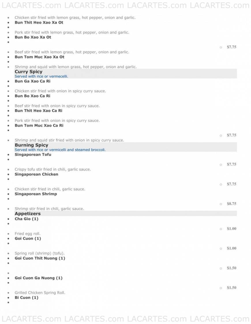  Pricelists of Pho Thaison Kyle Marketplace 5401S. FM 1626 #370 - Photo 6 of 11