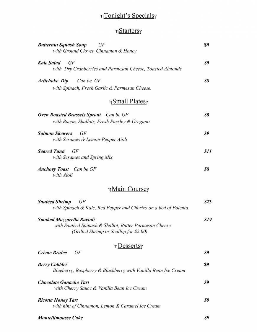  Pricelists of Acacia Bistro & Wine Bar 4340 Connecticut Ave. NW. - Photo 3 of 7