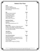 Menus & Prices, Mattina's Ristorante Italiano, Kingman
