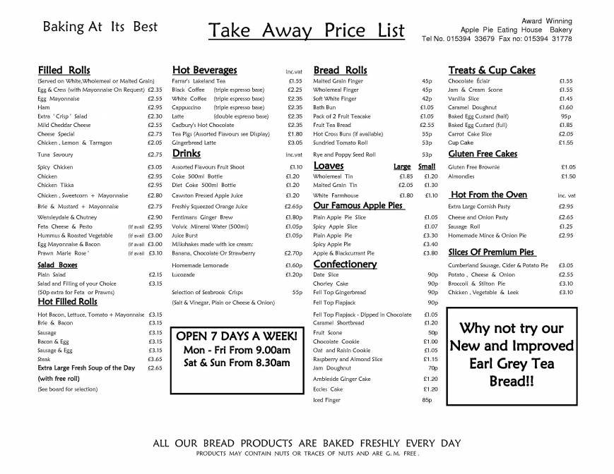  Pricelists of The Apple Pie Cafe & Bakery/Rooms at the Apple Pie 1-3 Rydal Road - Photo 1 of 6