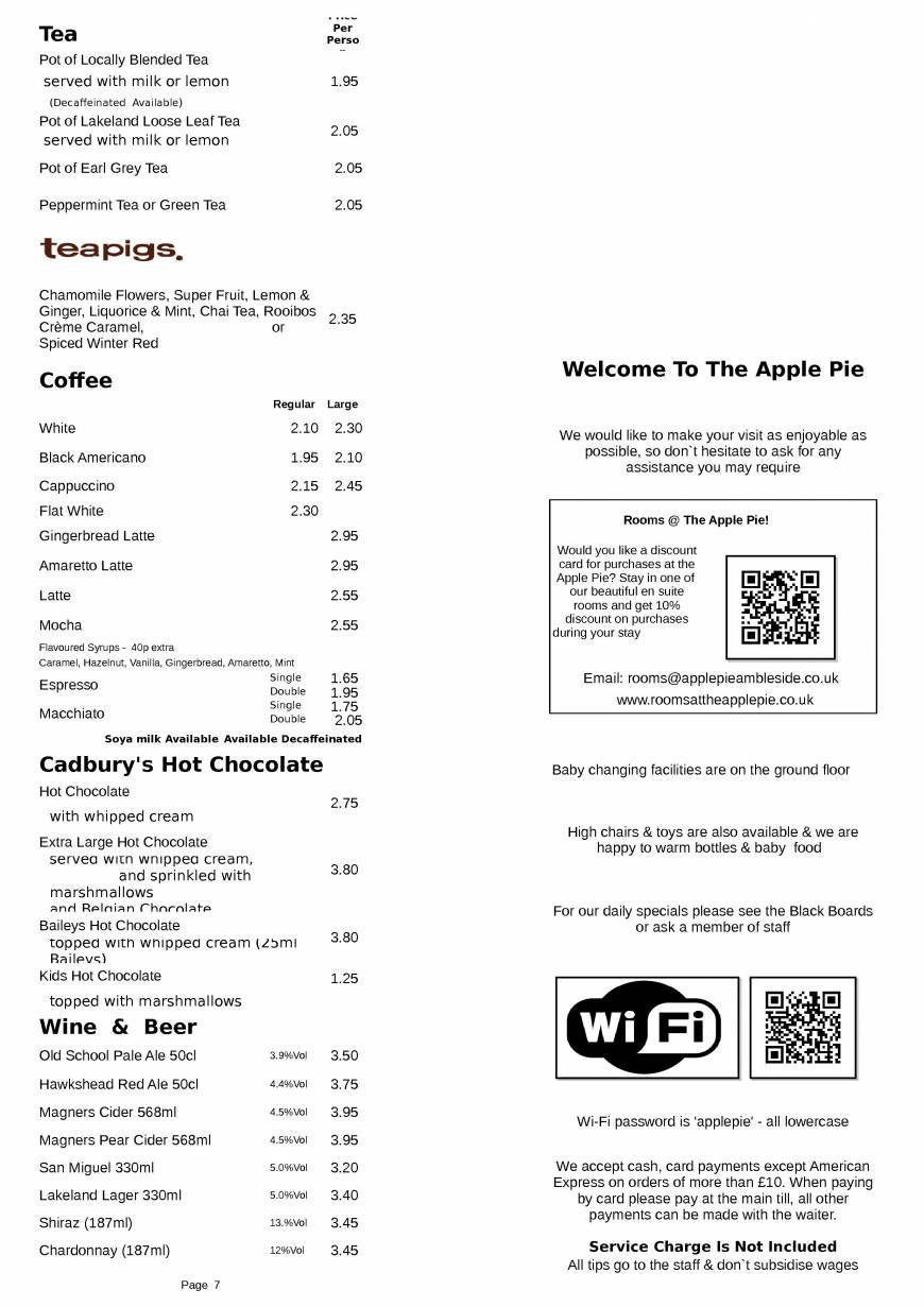  Pricelists of The Apple Pie Cafe & Bakery/Rooms at the Apple Pie 1-3 Rydal Road - Photo 2 of 6