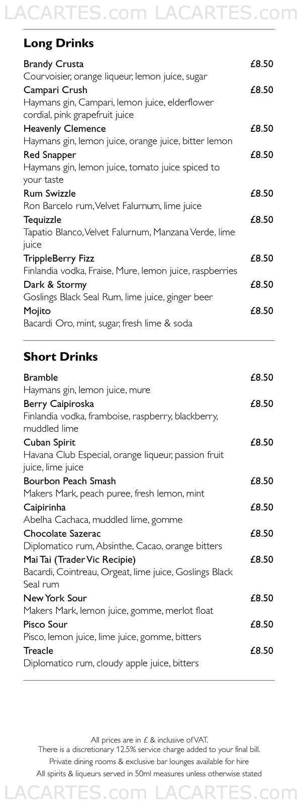  Pricelists of Bank Westminster & Zander Bar 45 Buckingham Gate - Photo 5 of 20