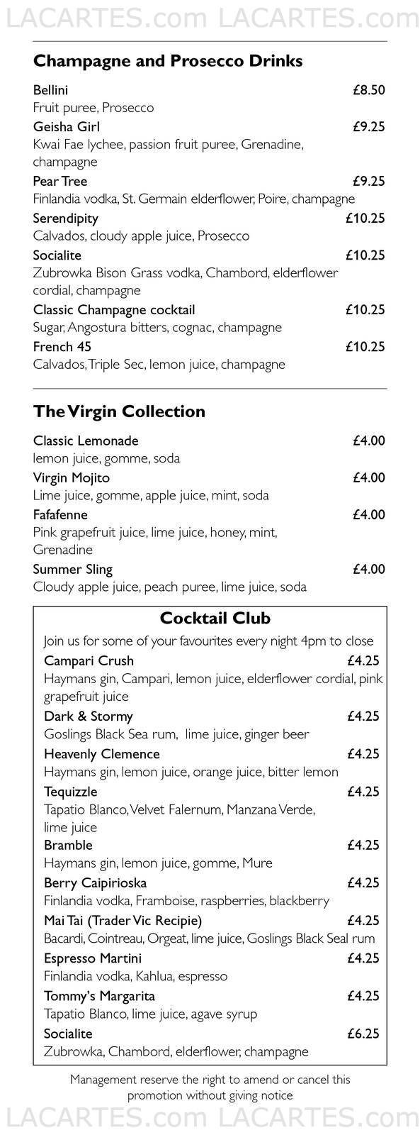  Pricelists of Bank Westminster & Zander Bar 45 Buckingham Gate - Photo 7 of 20