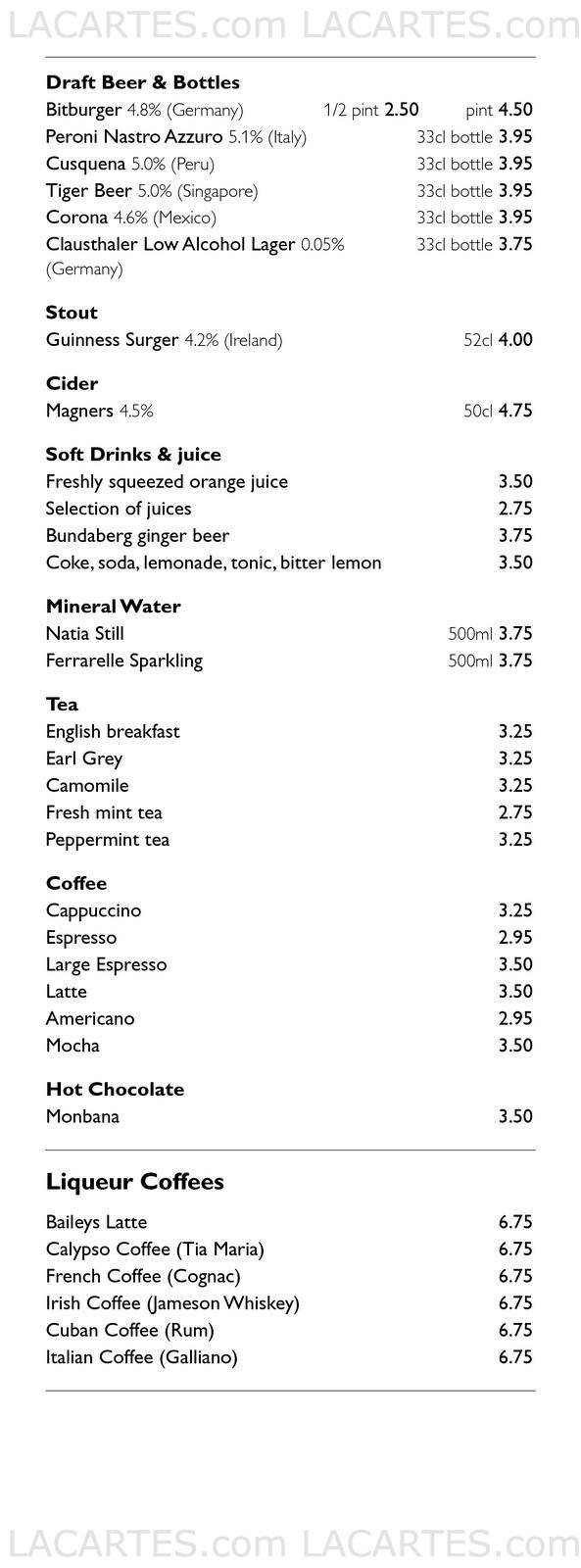  Pricelists of Bank Westminster & Zander Bar 45 Buckingham Gate - Photo 12 of 20