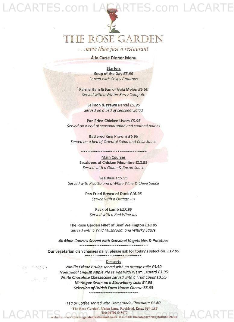  Pricelists of The Rose Garden Restaurant 1 Union Lane - Photo 1 of 10