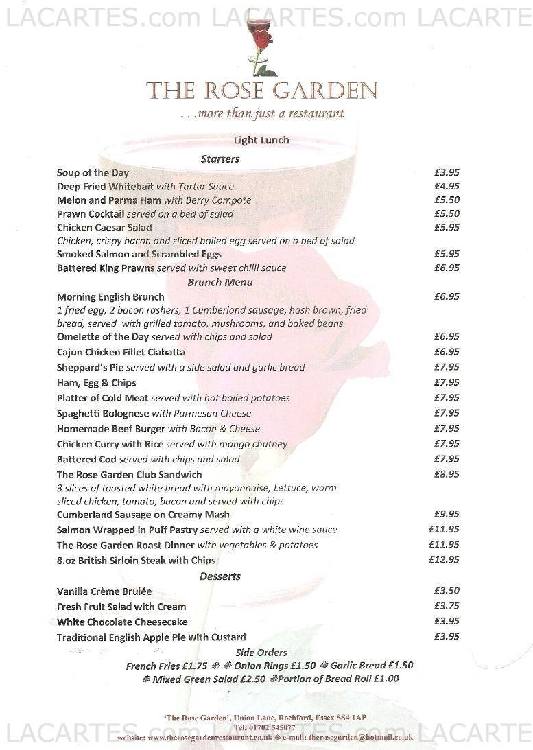  Pricelists of The Rose Garden Restaurant 1 Union Lane - Photo 2 of 10