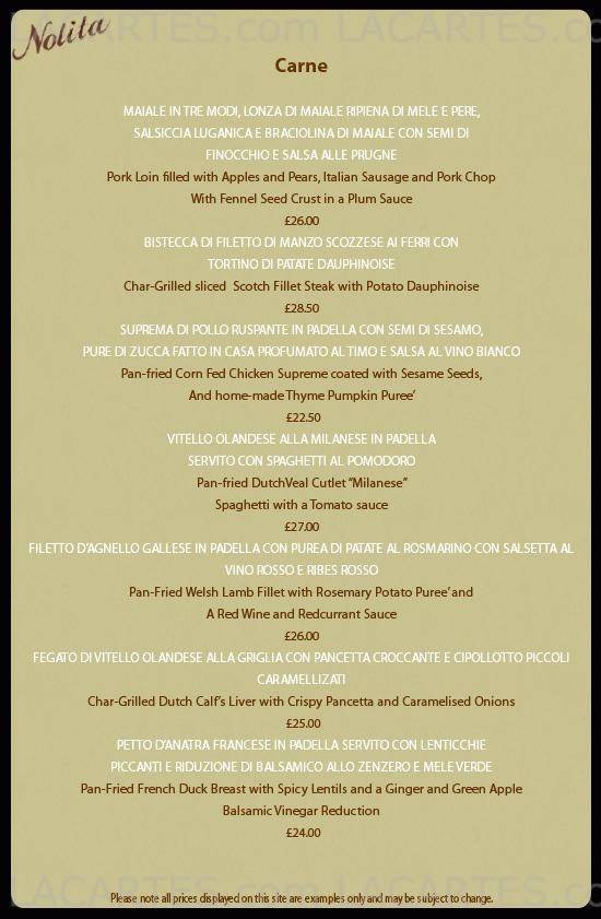  Pricelists of Nolita Restaurant & Bar Great North Road - Photo 2 of 13