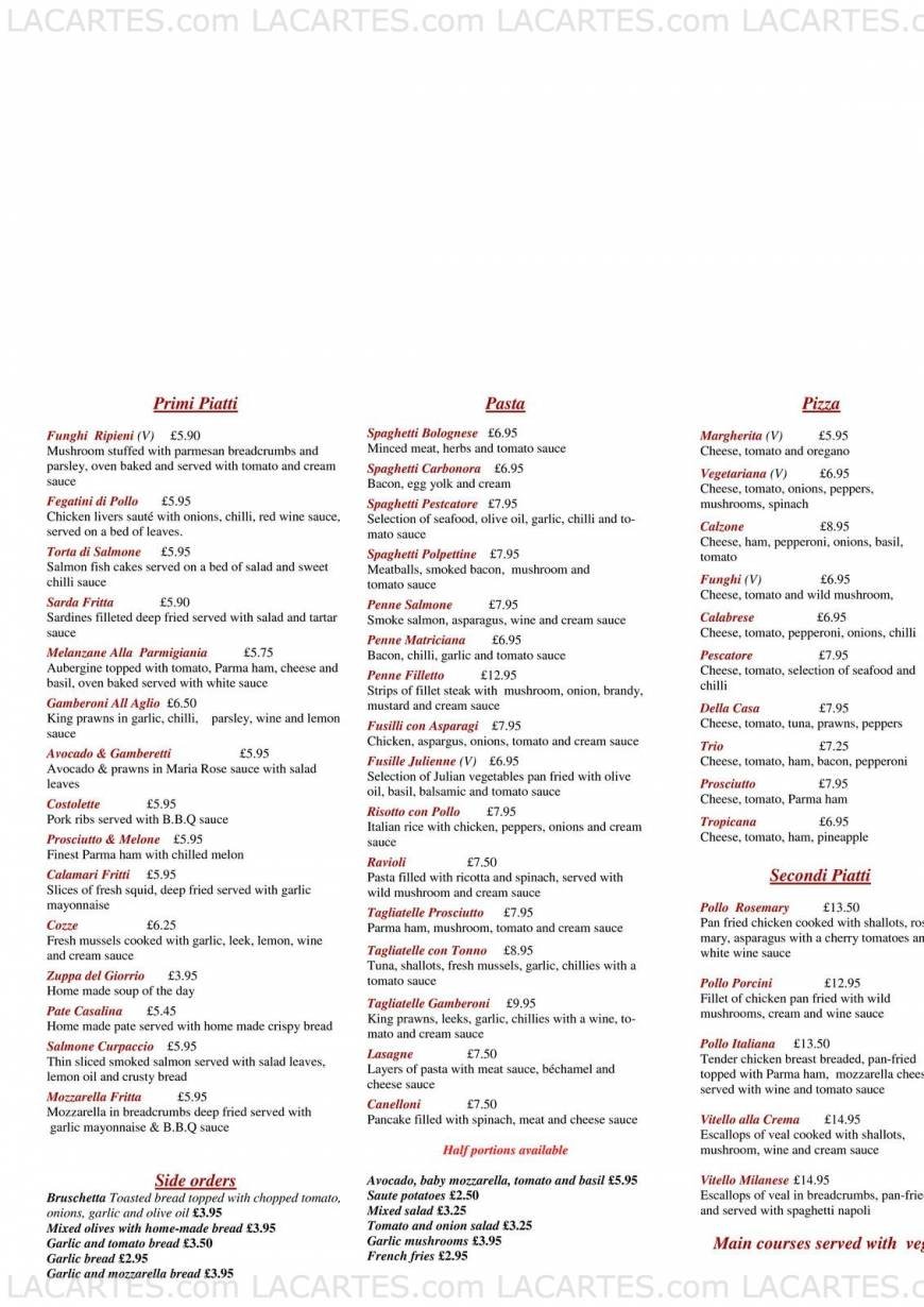  Pricelists of Little Italy Restaurant Timperley 391 Stockport Road    - Photo 2 of 5