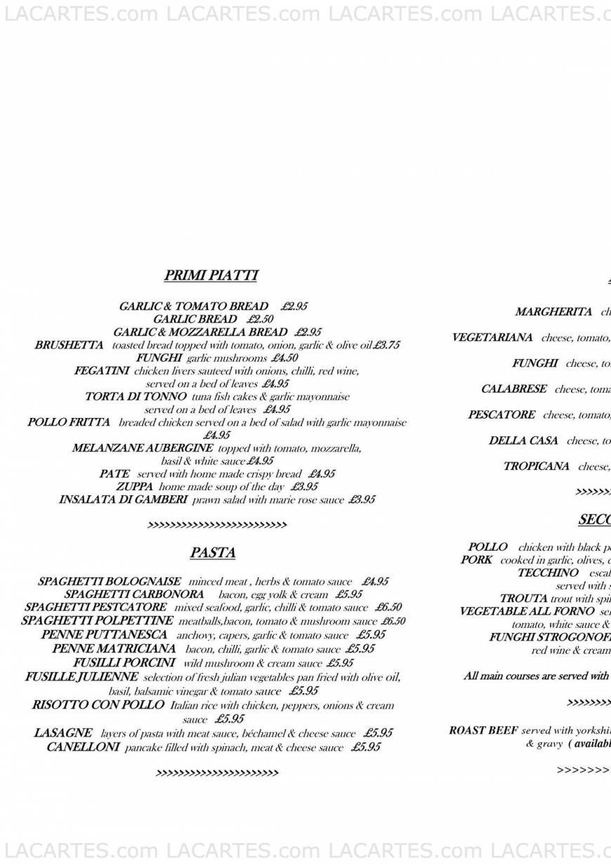  Pricelists of Little Italy Restaurant Timperley 391 Stockport Road    - Photo 3 of 5