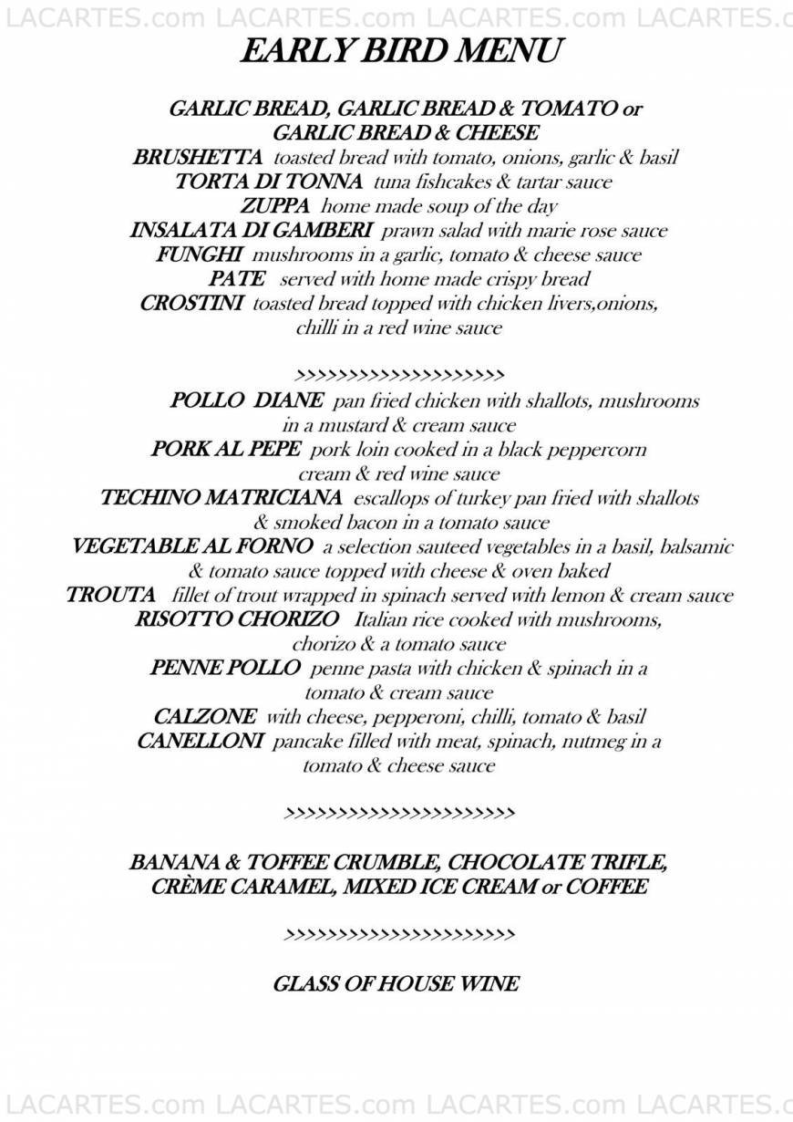  Pricelists of Little Italy Restaurant Timperley 391 Stockport Road    - Photo 4 of 5