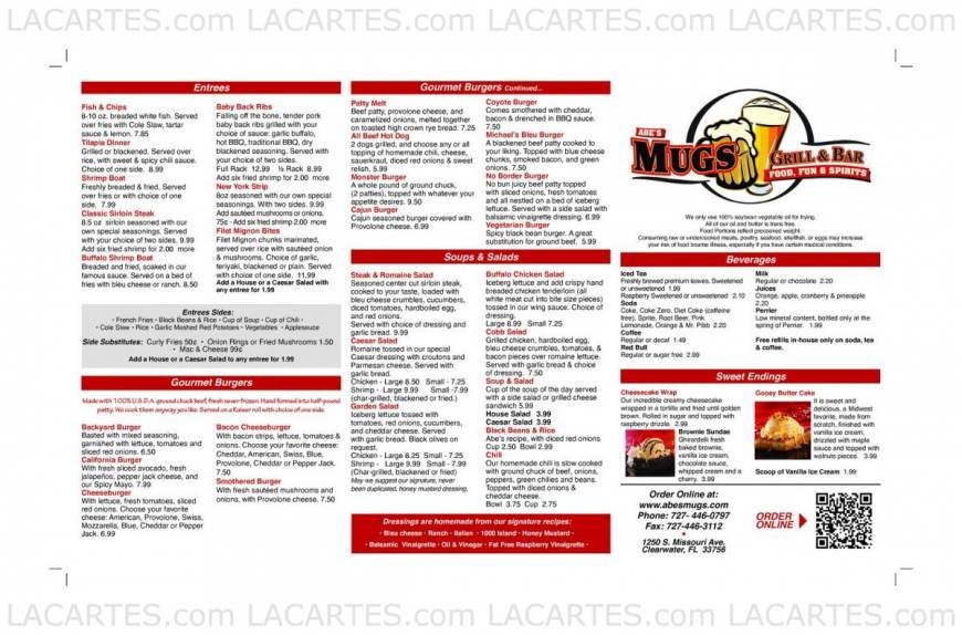  Pricelists of Mugs Grill and Bar on Missouri - FL 1250 South Missouri Ave  - Photo 1 of 1