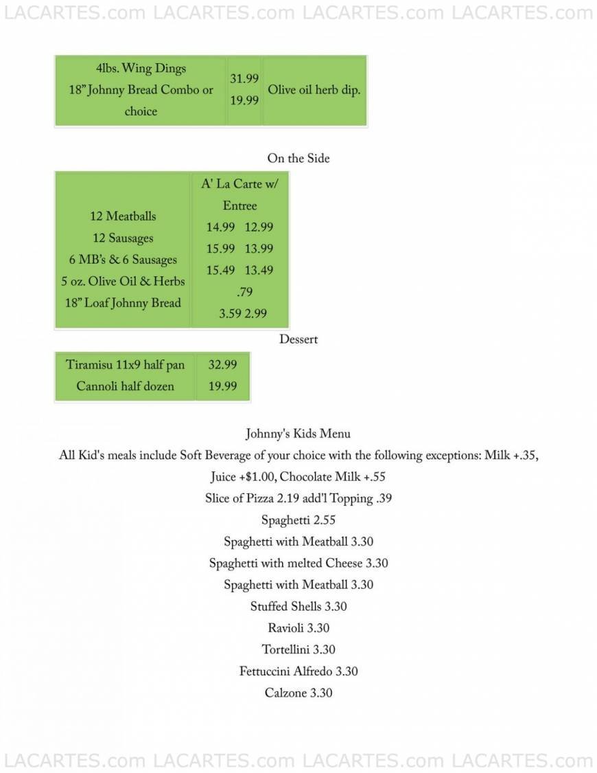  Pricelists of Johnny's Italian Restaurant - FL 2907 State Road 590 - Photo 7 of 16