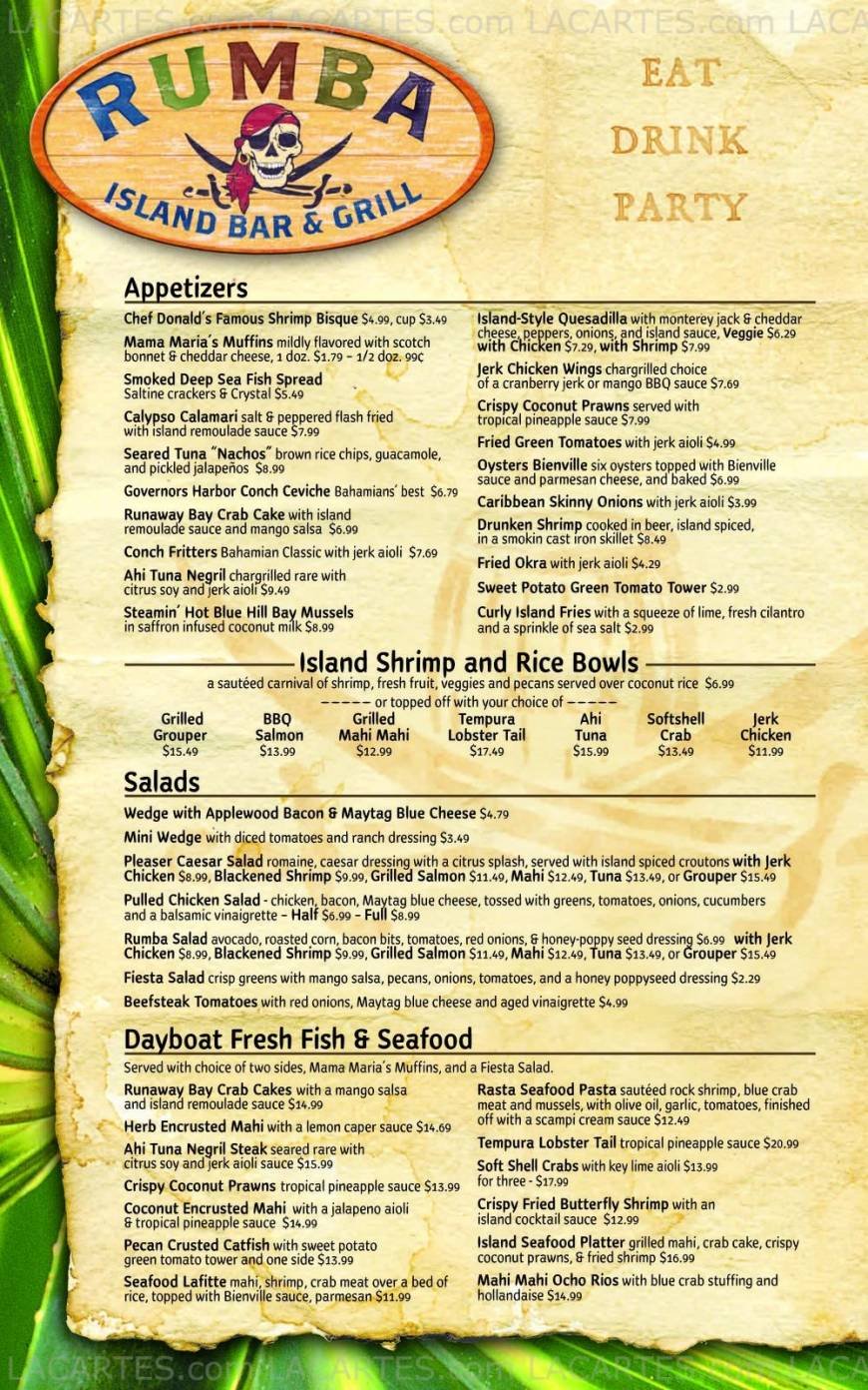 Pricelists of Rumba Island Bar & Grill - Oldsmar, FL 3687 Tampa Road - Photo 1 of 7