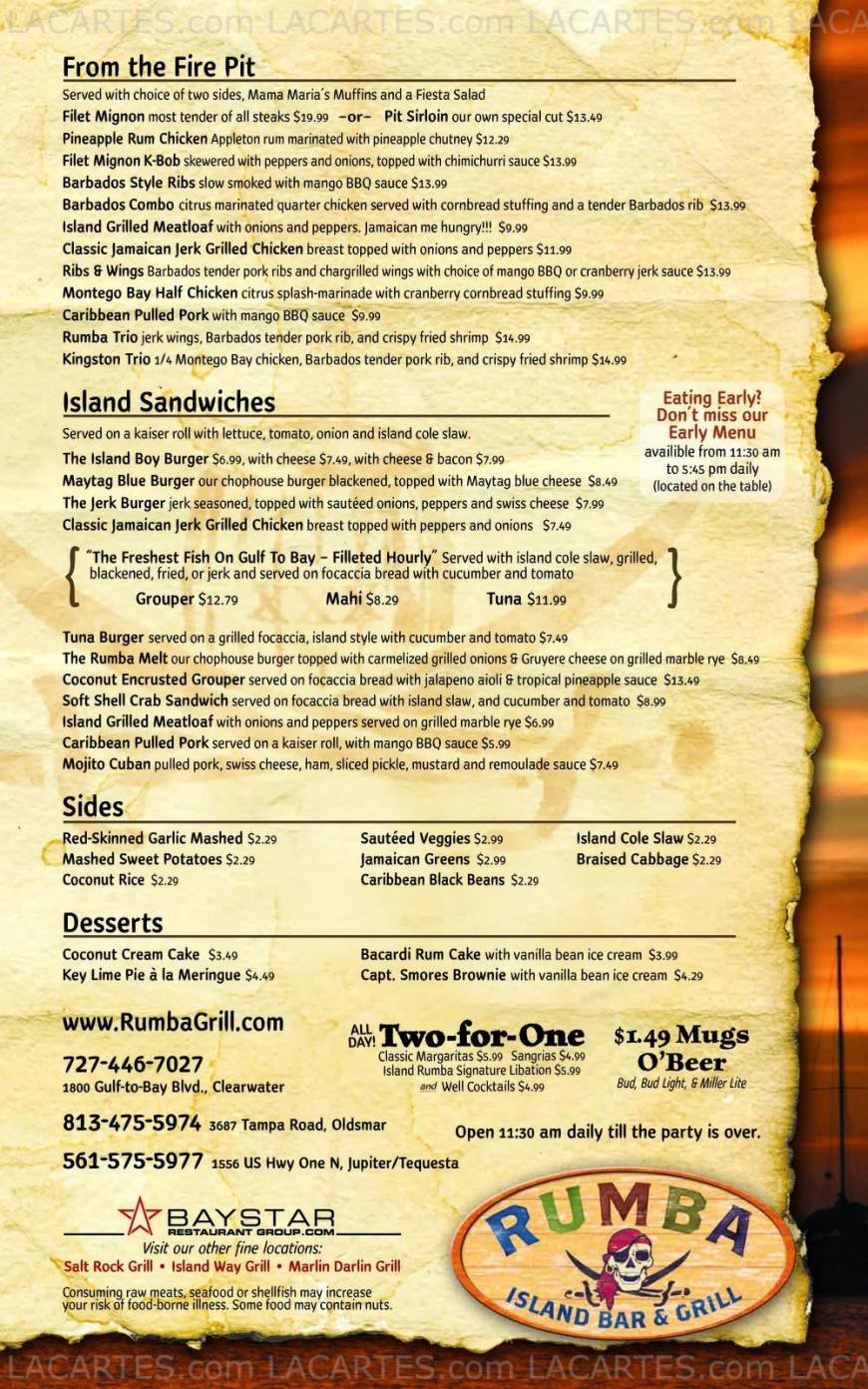 Pricelists of Rumba Island Bar & Grill - Oldsmar, FL 3687 Tampa Road - Photo 2 of 7