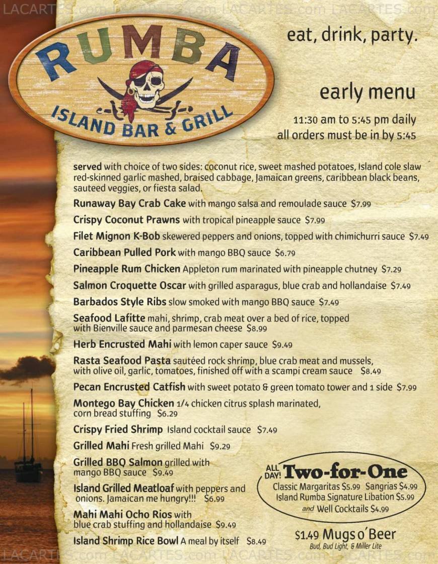  Pricelists of Rumba Island Bar & Grill - Oldsmar, FL 3687 Tampa Road - Photo 3 of 7