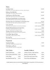 Menus & Prices, The Honest Miller, Ashford