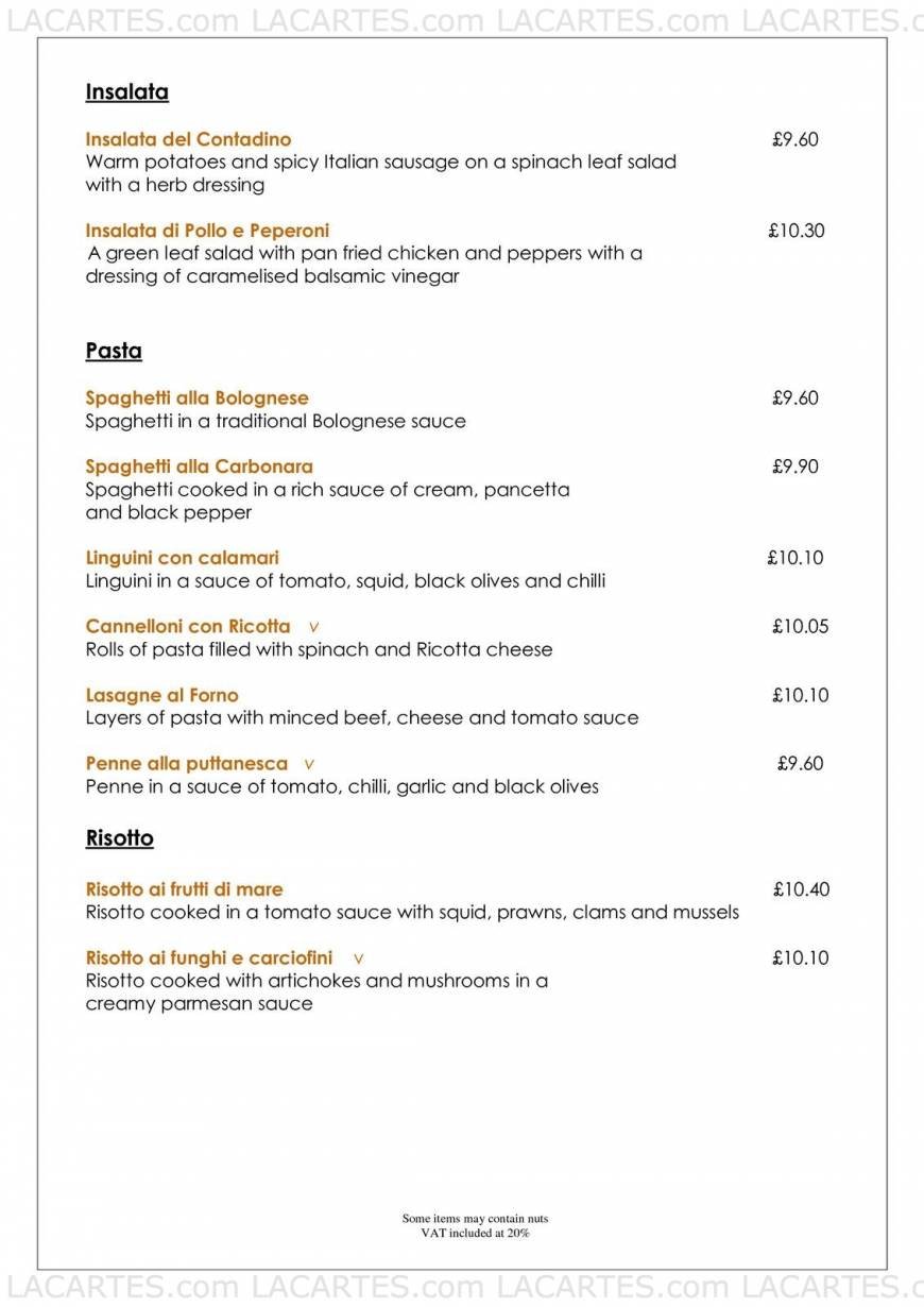  Pricelists of La Margherita Italian restaurant 15 Magdalene Street      - Photo 2 of 8