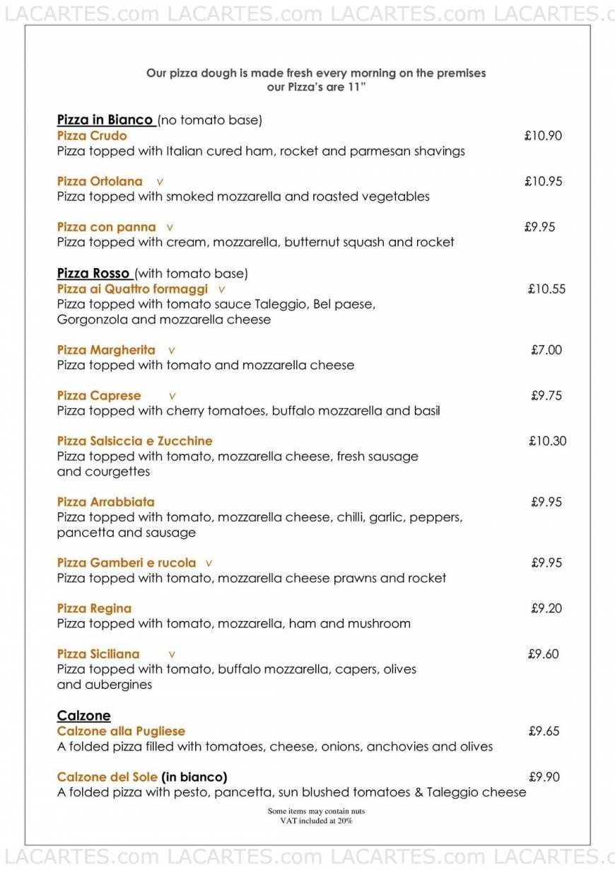  Pricelists of La Margherita Italian restaurant 15 Magdalene Street      - Photo 4 of 8