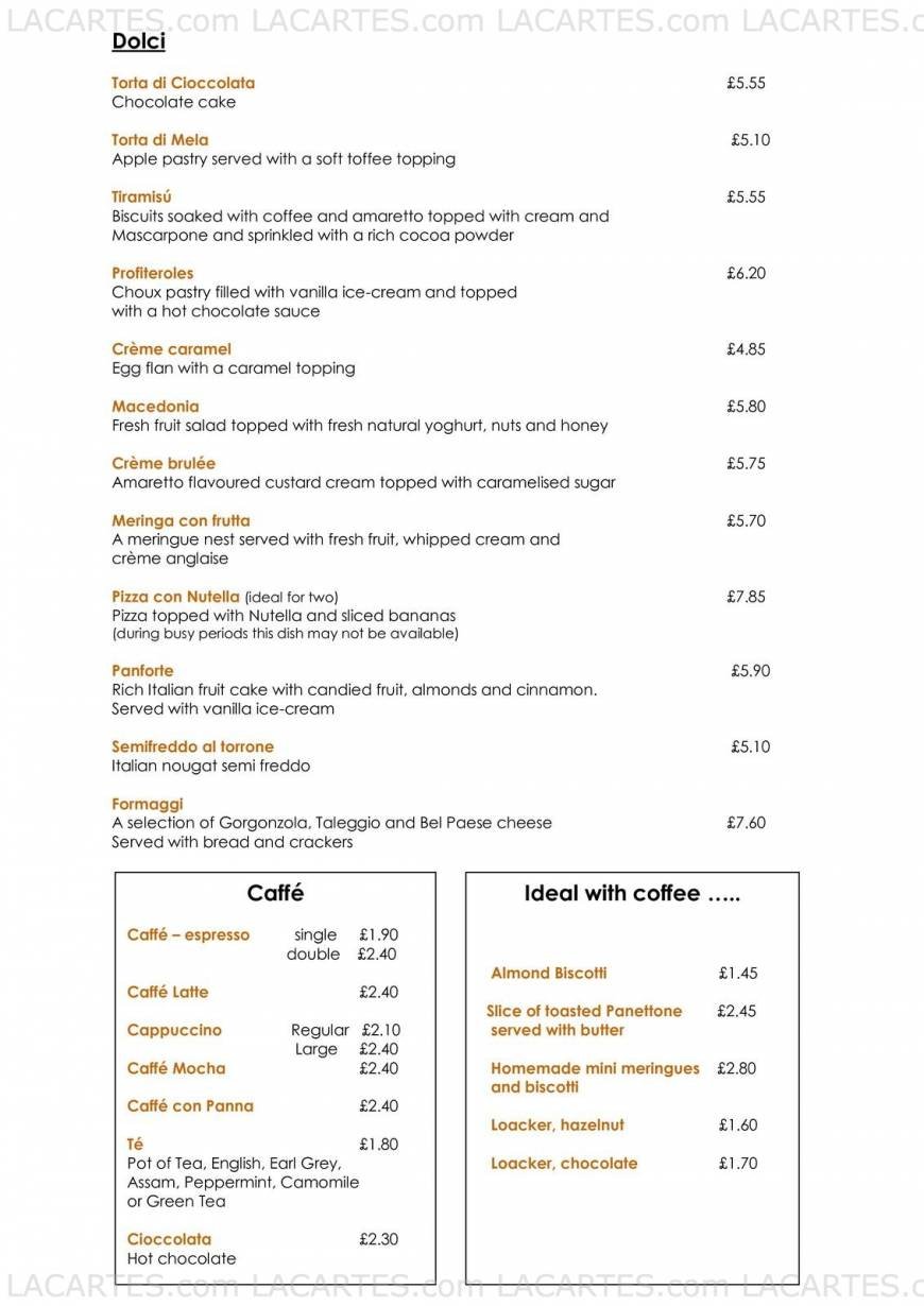  Pricelists of La Margherita Italian restaurant 15 Magdalene Street      - Photo 5 of 8