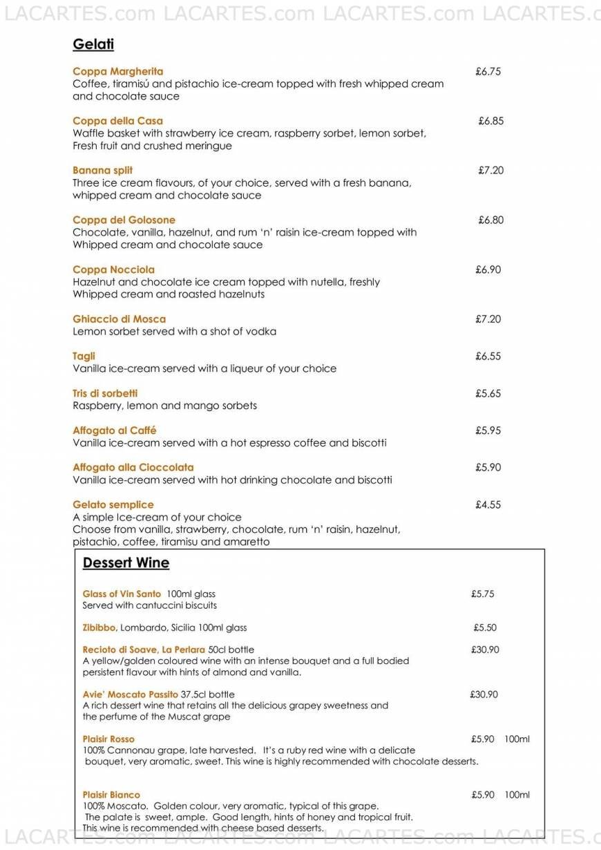  Pricelists of La Margherita Italian restaurant 15 Magdalene Street      - Photo 6 of 8
