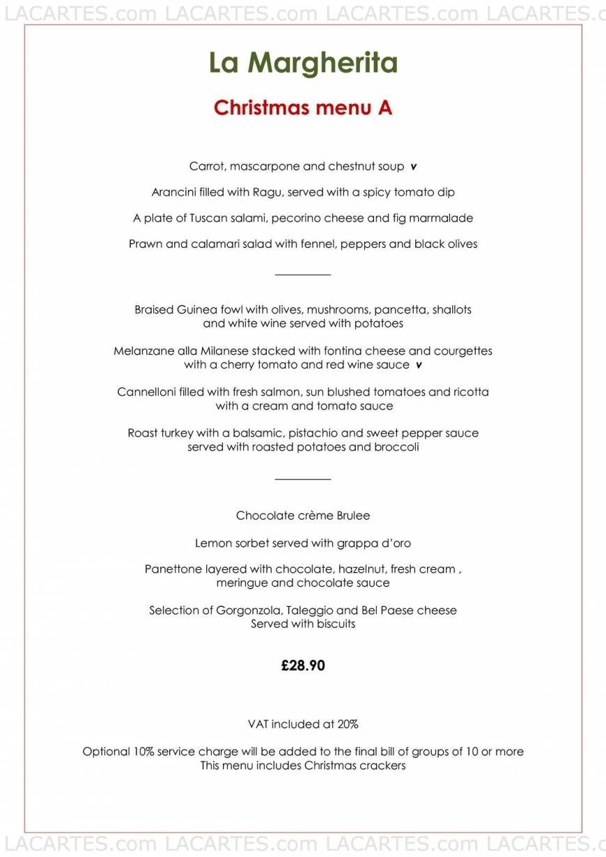  Pricelists of La Margherita Italian restaurant 15 Magdalene Street      - Photo 7 of 8