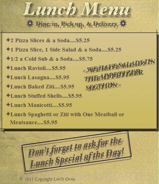  Pricelists of LUV'N OVEN Pizza and Pasta - FL 9410 GRIFFIN ROAD - Photo 1 of 16