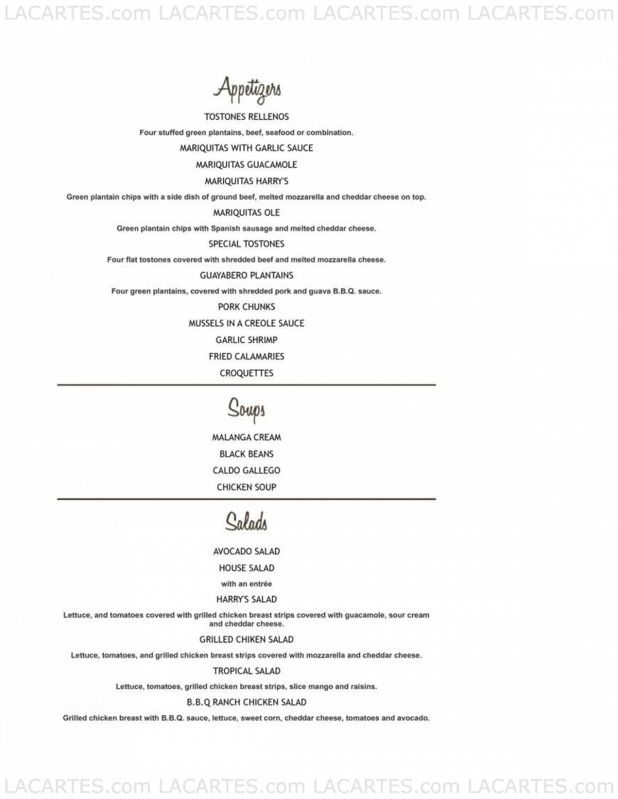  Pricelists of Havana Harry's Restaurant - Kendall, FL 9525 N Kendall Dr - Photo 2 of 13